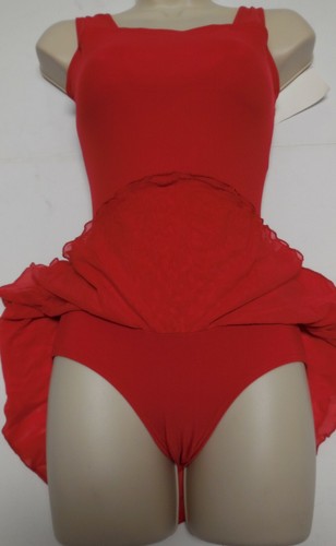 Vestido de patín rojo tanque tallas niños/damas falda de malla 2 capas #95970 con escrutinio nuevo con etiquetas - Imagen 6 de 10