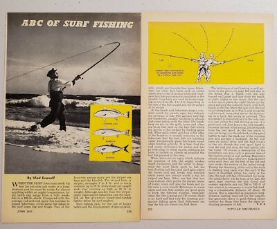 1952 Magazine Photos Article ABC of Surf Fishing, Equipment & Bait Shown