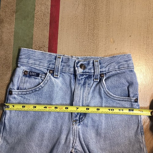 Vtg Lee Union Made Kid's Jeans Tag 7 Cotton Distressed Knees Light Blue - Picture 12 of 12