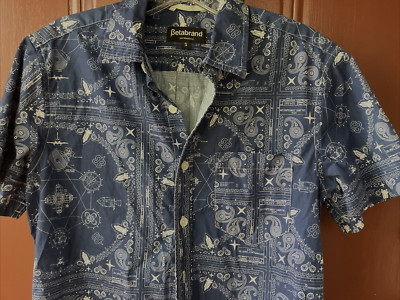 Betabrand Shirt Small Paisley All Over NASA Space  Made in USA