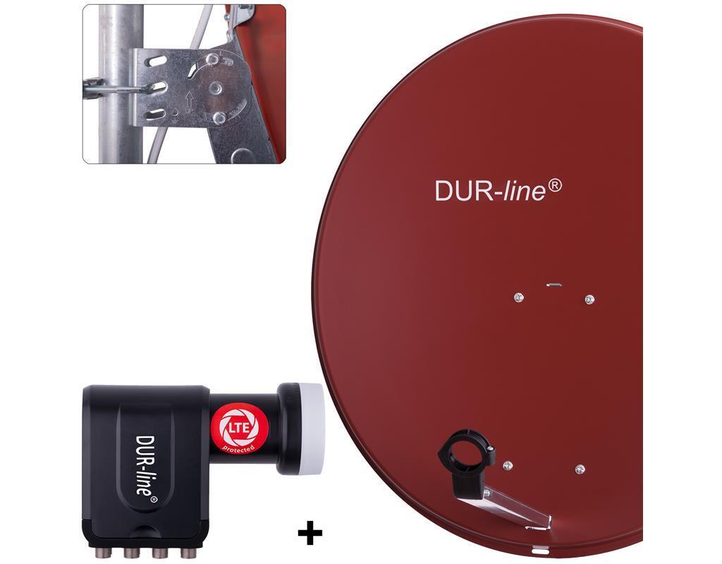 Dur-line Mda 80 Satellitenschüssel Rot + Octo Lnb