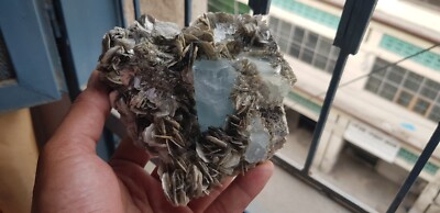 910gram Natural Terminated Crystal Specimen Of Aquamarine With Muscovite Combine