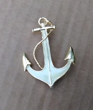 Parklane Goldtone & Enamel Anchor & Braided Rope Pin Brooch 2 3/8" Tall x 1 5/8"