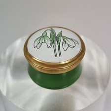 Small Crummles Enamel Trinket Box Decorated Snowdrop Flowers
