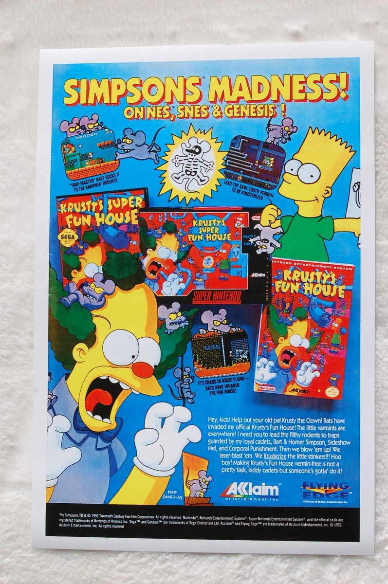 Simpsons Krustys Super Fun House Advertisement Poster Video Game
