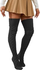 Women's Cable Knitted Thigh High Socks Leg Warmers Extra Long Warm Over Knee