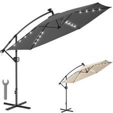 sunshade cantilever led uv protection polyester garden umbrella 3.5 x 3.5 m