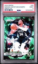 2024-25 Panini Prizm Giannis Antetokounmpo #85 Green Ice Bucks PSA 9 POP 1