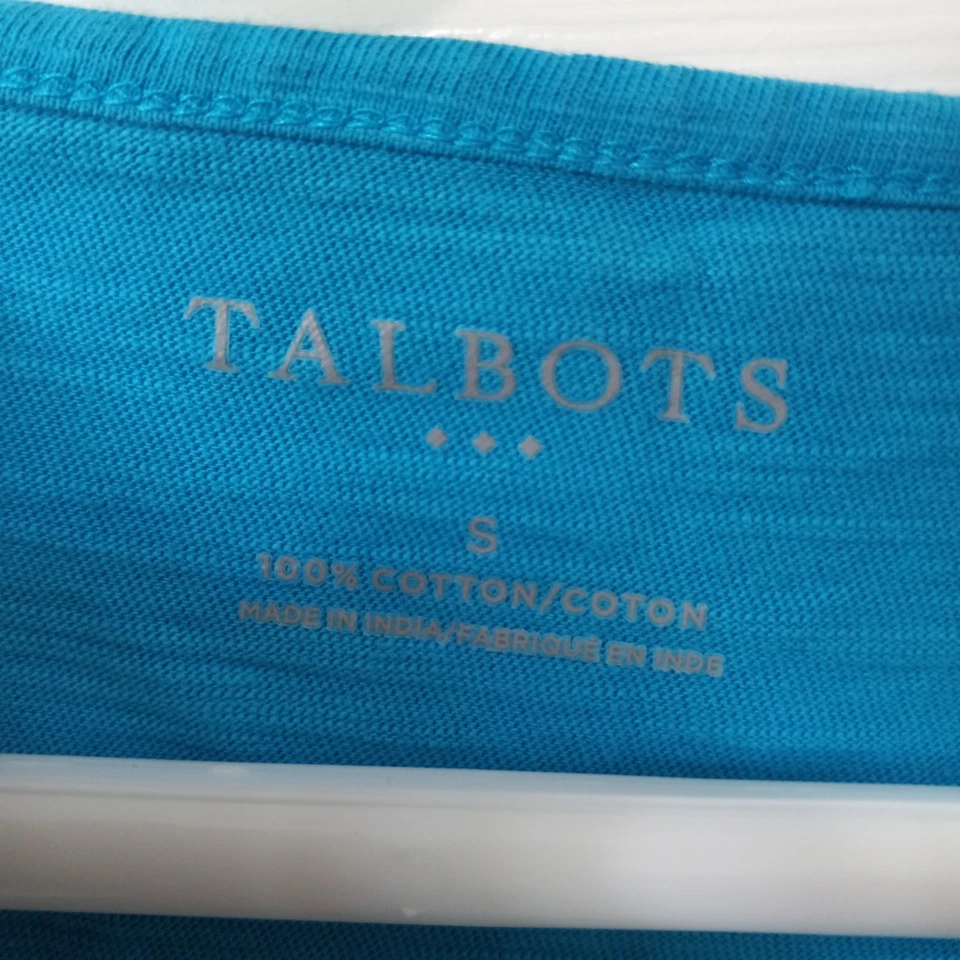 TALBOTS Blue Women's Cotton Casual Career Eveyrdya Resort Top S - Image 2 of 3