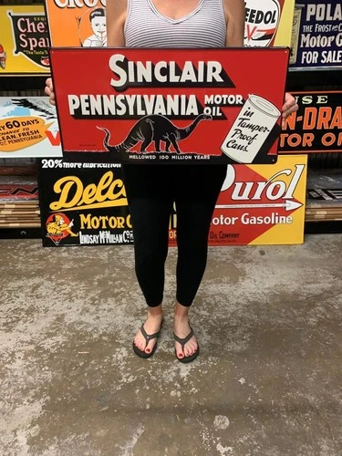 Antique Vintage Style Metal Sign Sinclair Pennsylvania Oil Red Made in USA