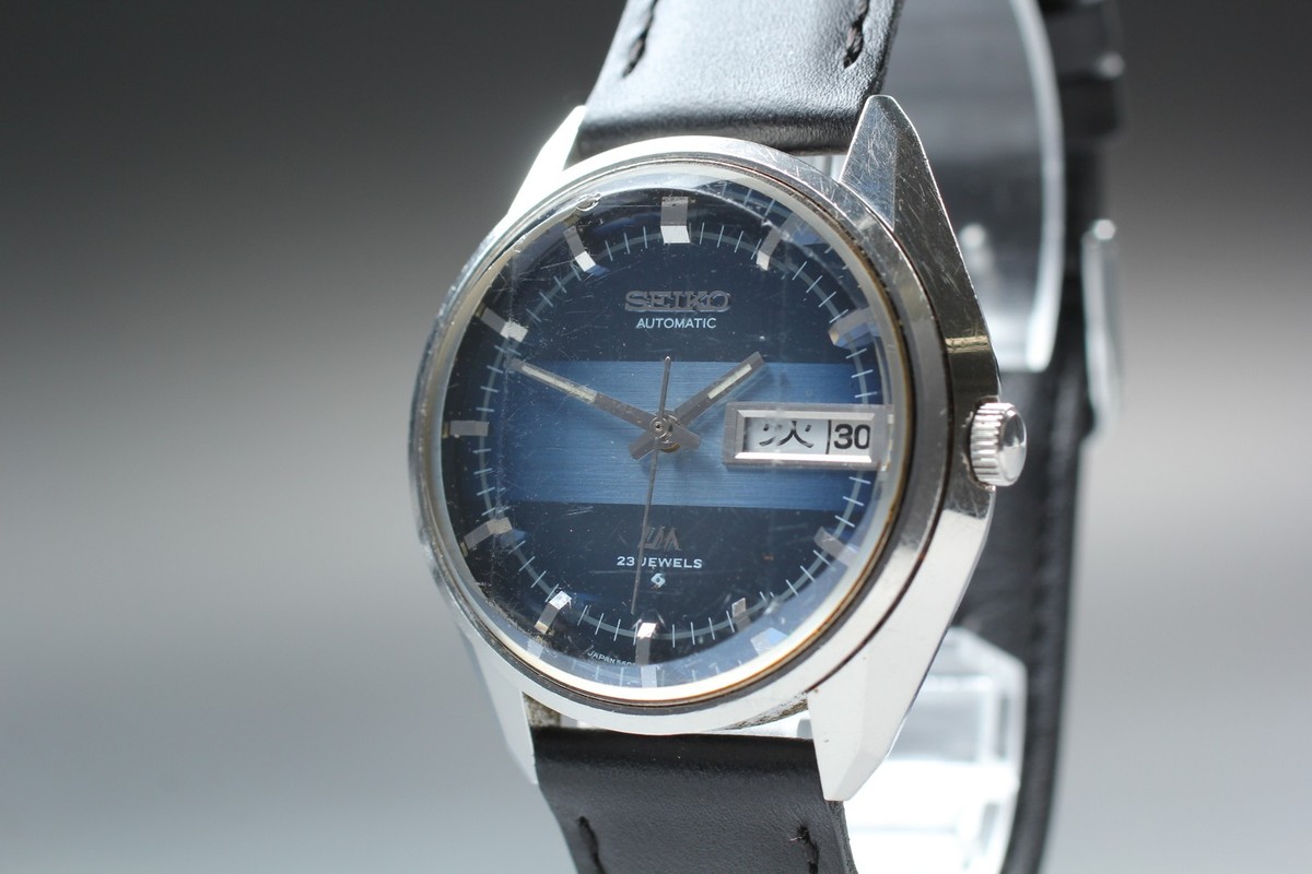 Vintage 1973 [Exc+5] Seiko Lord Matic 5606-7280 Kanji Blue Men's