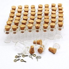 60 Pcs 0.8ml Mini Small Bottles Vials Clear Glass Bottles Tiny Jars with Cork...