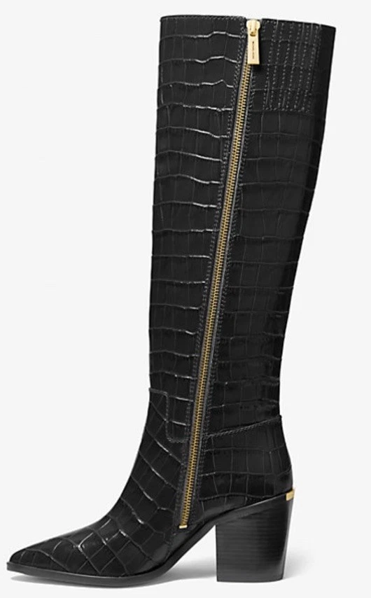 Michael Kors Loni Boot Embossed Croc Leather Womens Size 8.5 - Image 3 of 4