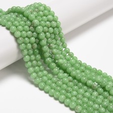 Natural Green Jadeite Jade Smooth Round Beads Size 6mm 15.5'' Strand