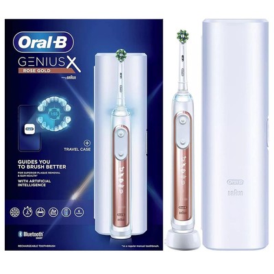 Oral-B Genius X Elektrische Wiederaufladbare Zahnbürste Roségold mit Reiseetui