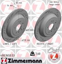 2x ZIMMERMANN Bremsscheibe BLACK Z 400.3650.53 f&uuml;r W251 KLASSE MERCEDES V251 280