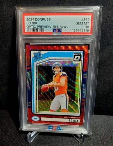 2024 PANINI DONRUSS OPTIC PREVIEW-RED WAVE #369 BO NIX ROOKIE RC PSA 10