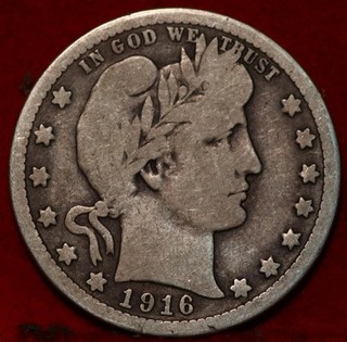 1916 D Denver Mint Silver Barber Quarter