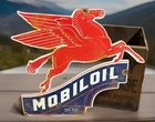 VINTAGE ORIGINAL MOBILOIL PEGASUS PORCELAIN TEXLITE SIGN