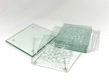 Set Of 5 Tempered Glass Grape Style Coasters 3.5" X 3.5" Missing Corner Brackets