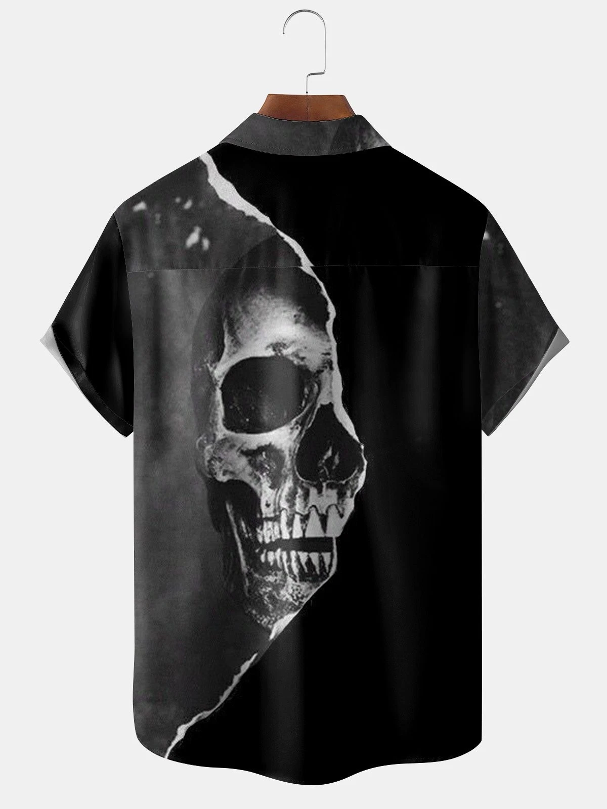 Funky Skull Front Buttons Soft Breathable Lapel Chest Pocket Hawaiian Shirt