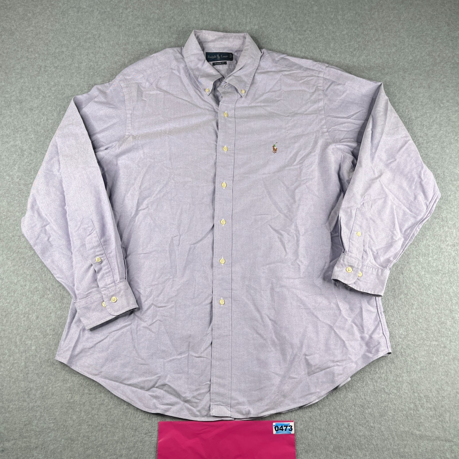 Camicia Ralph Lauren vestibilità classica 17 viola carne pony bottoni manica lunga uomo