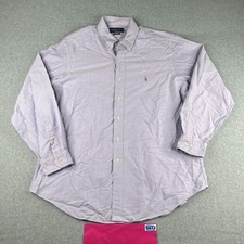 Ralph Lauren CLassic Fit Shirt 17 Purple Flesh Pony Button Up Long Sleeve Mens