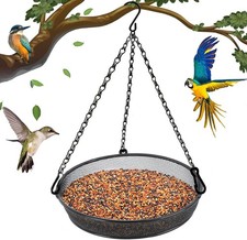 Hanging Metal Mesh Bird Feeder Tray for Garden Yard