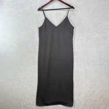 Uniqlo Dress Womens S Gray V Neck Slip Midi Adjustable Straps Minimalist