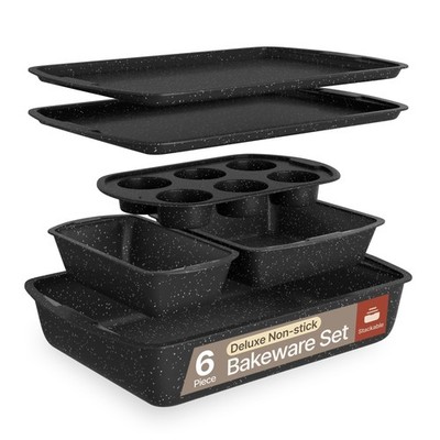 Bakken Swiss - Bakeware Set   6 Piece   Stackable Deluxe Non-Stick Baking P...