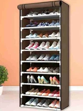 Shoe Rack 10 Layers 9 Shelf Shoes Standing Cabinet Storage Organizer Dustproof