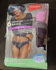 Hanes Bikini 6 Pack Panties Comfort Flex Size 6/M Stretch Womens Underwear