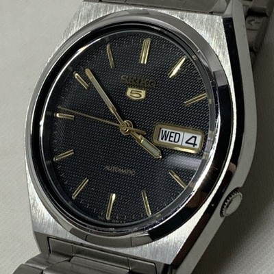 Seiko 5 Automatic Watch Black Dial 7S26-8760 Leather Band Stylish Vintage