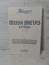 MOZART Missa Brevis In F Maj Ed. Arthur Mendel Schirmer Vocal Score Sheet Music