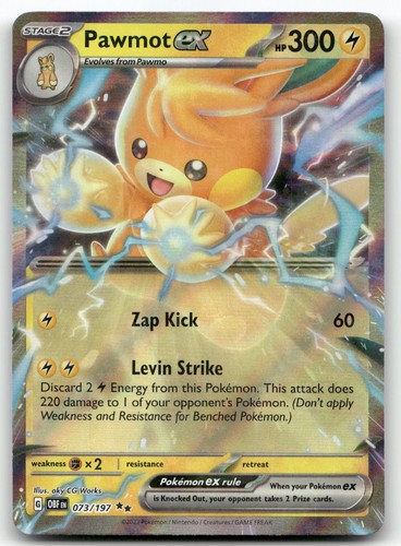 Pawmot ex #73/197 (Holo) (NM) SV03: Obsidian Flames OBF Pokemon