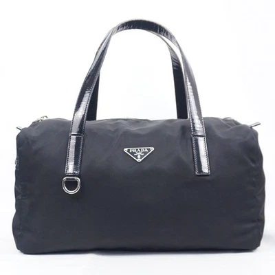 Mini sac à main Boston en cuir nylon PRADA Logos Tessuto noir (Nero) B26H489 - Photo 1/4