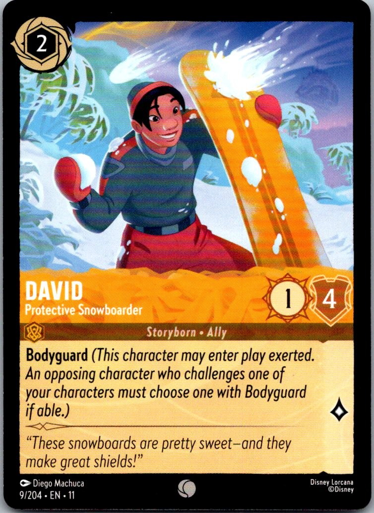 David - Protective Snowboarder 9/204 Common Winterspell Lorcana Near Mint