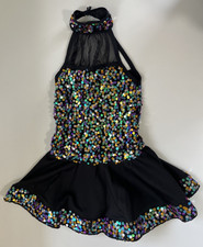 Weissman Dance Costume Dress Adult Small Black Sequins 13786 Jazz Tap