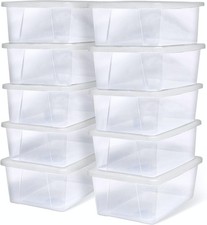 2 Pack Large Clear Plastic Storage Bins with Lids Stackable Organiser Boxes