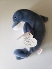 Ty Beanie Baby - ECHO the Dolphin with Waves Tags ERROR/ODDITY 6" NEW MWMT