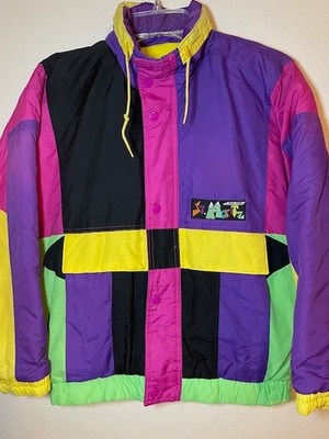 Vintage 90s St. Moritz Womens Ski Jacket Neon Colorblock Windbreaker S