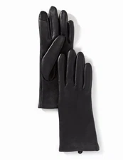 Sasso & Smyth Women’s Leather Tech Tip Cashmere Lined Gloves, Black, Size L, NWT