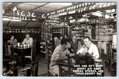 RPPC Eureka Springs AR Mount Air Camp Cafe Gift Shop Postcard Rack deltiology