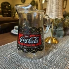 Vintage Coca-Cola Coke Tiffany Stained Glass Print 2 1/2 qt Glass Pitcher 1970's