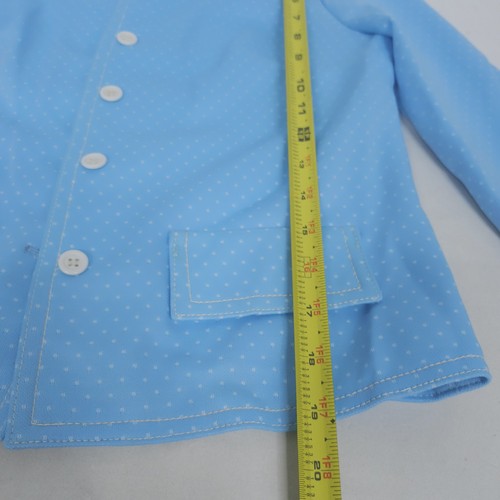 Abito cardigan vintage anni 70 set donna 5 blu bianco a pois collo fiocco taglia junior - Foto 14 di 22