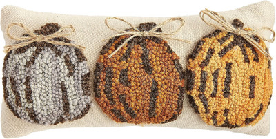 Mu Dpie Fall Mini Hooked Pillow, Pumpkin Trio, 6'' X 12''