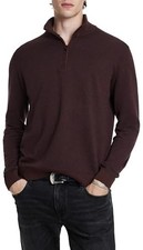 John Varvatos Grand Birdseye Cashmere Blend Sweater Men's Small Oxblood Pullover
