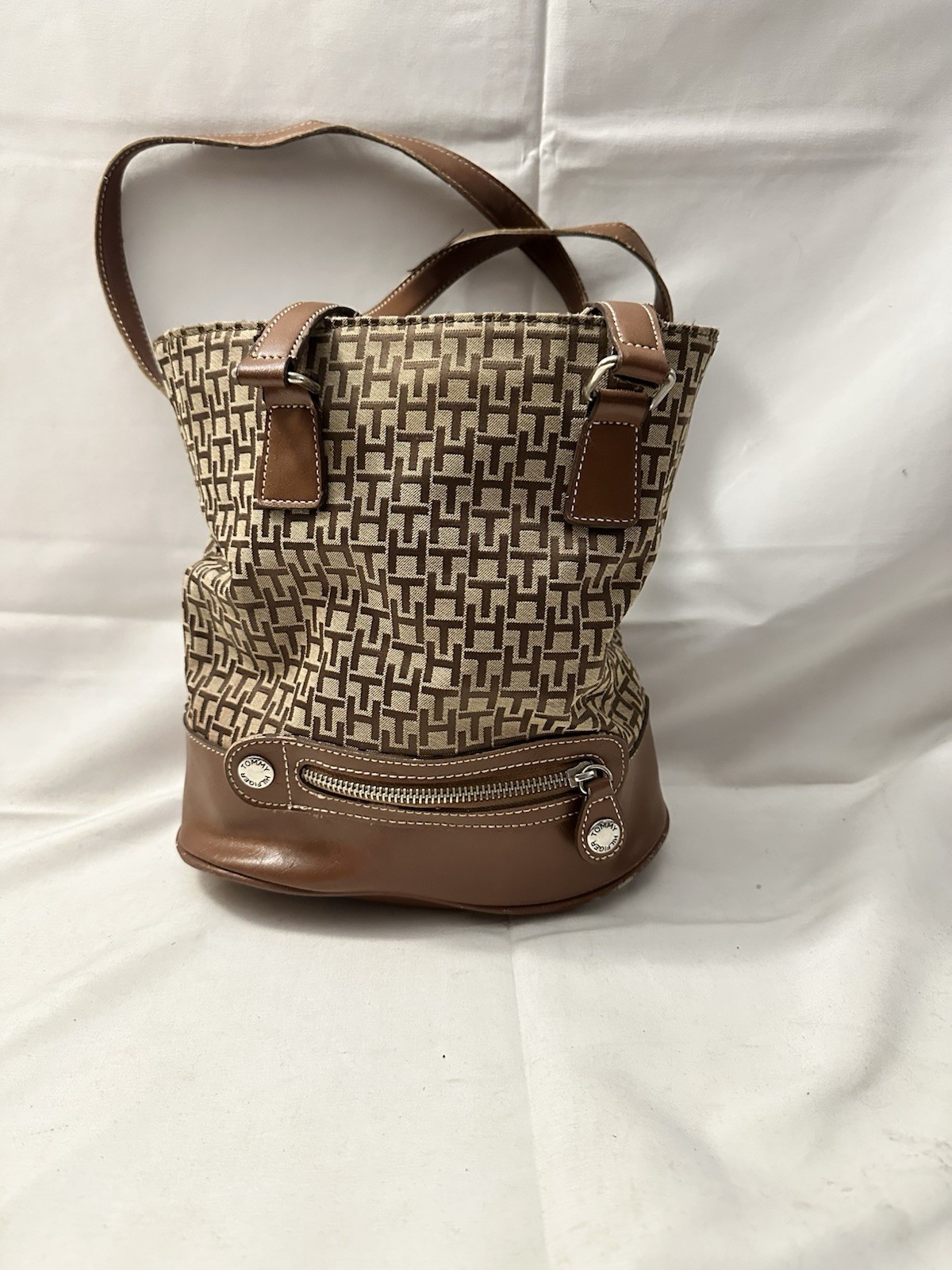 Vintage Tommy Hilfiger Canvas Tote Bag 90s Retro Shoulder Bag