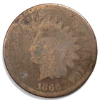 1866 Indian Head Penny Cent About Good (AG)