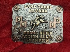 Rodeo?2012?Bronc Riding X-TREME Champion Trophy Buckle?Lake Tahoe Nevad?Rare?376